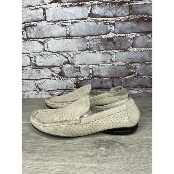 Studio Via Spiga Ivory Suede Slip On Driving Loafers Shoes Men’s Sz 8M US/41EU - Picture 1 of 16